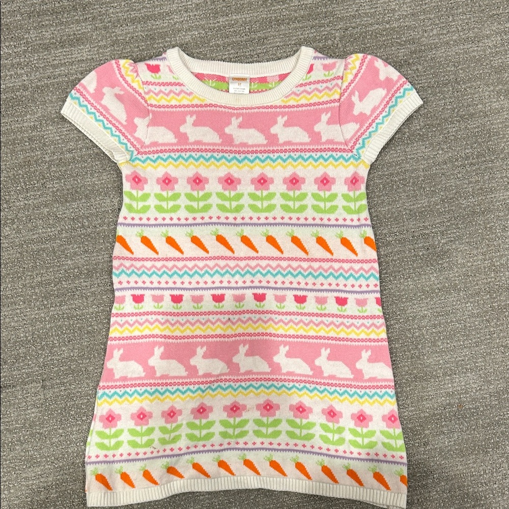 Colorful Bunny and Carrot Knit Dress kids